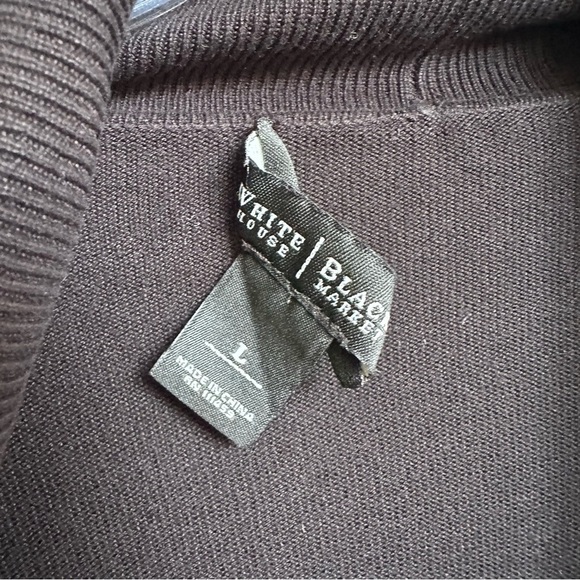 WHBM Silk Blend Open Waterfall Front Cardigan Sweater Ribbed Knit Solid Black - Picture 6 of 7